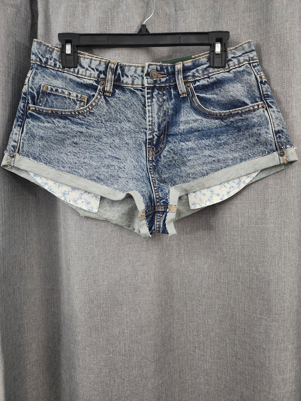wild fable Light Blue Acid-Wash Denim Cuffed Shorts
